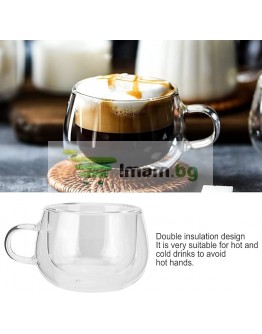 Двустенна стъклена чаша за кафе 100 мл